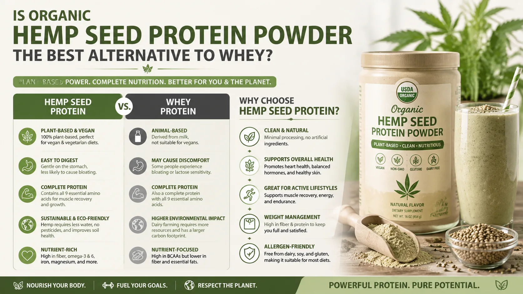 Is biologisch hennepzaad-eiwitpoeder het beste alternatief voor wei-eiwit? 12 Is Organic Hemp Seed Protein Powder the Best Alternative to Whey