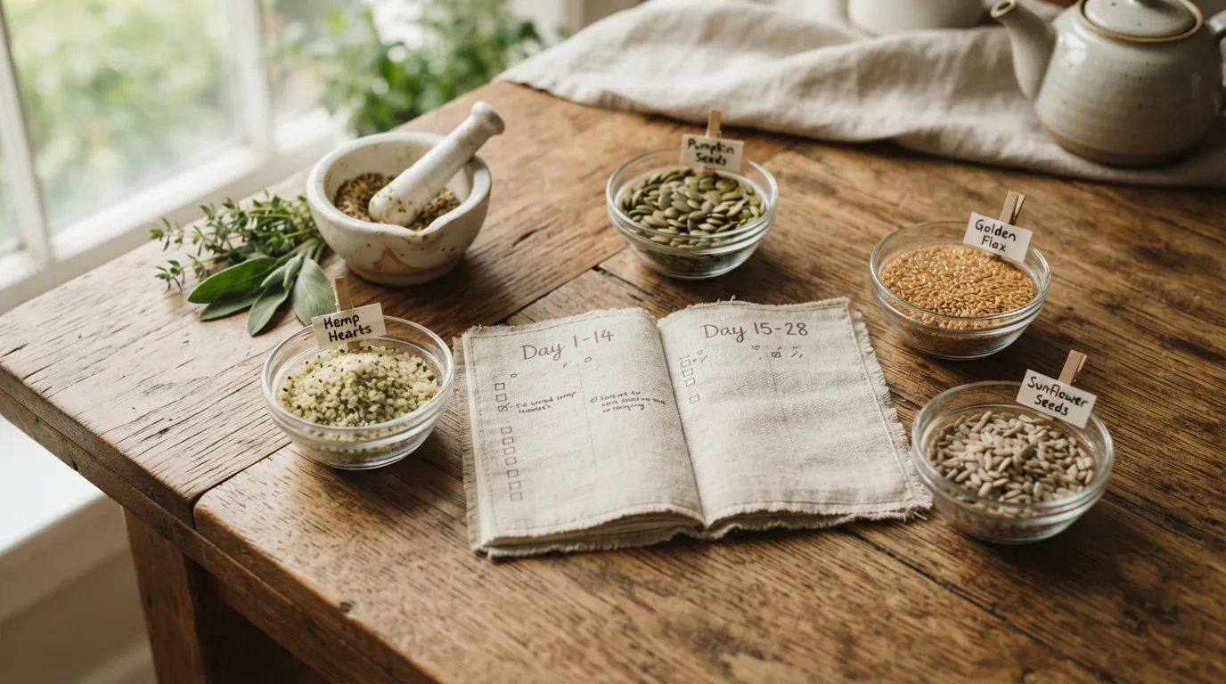Seed cycling voor hormonale balans: zo gebruik je hennep-, pompoen- en zonnebloempitten 4 Seed Cycling for Hormonal Balance How to Use Hemp, Pumpkin & Sunflower Seeds